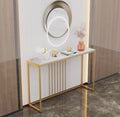 Modern Luxury Console Table – Gold Iron Frame with Waterproof Faux Marble Top