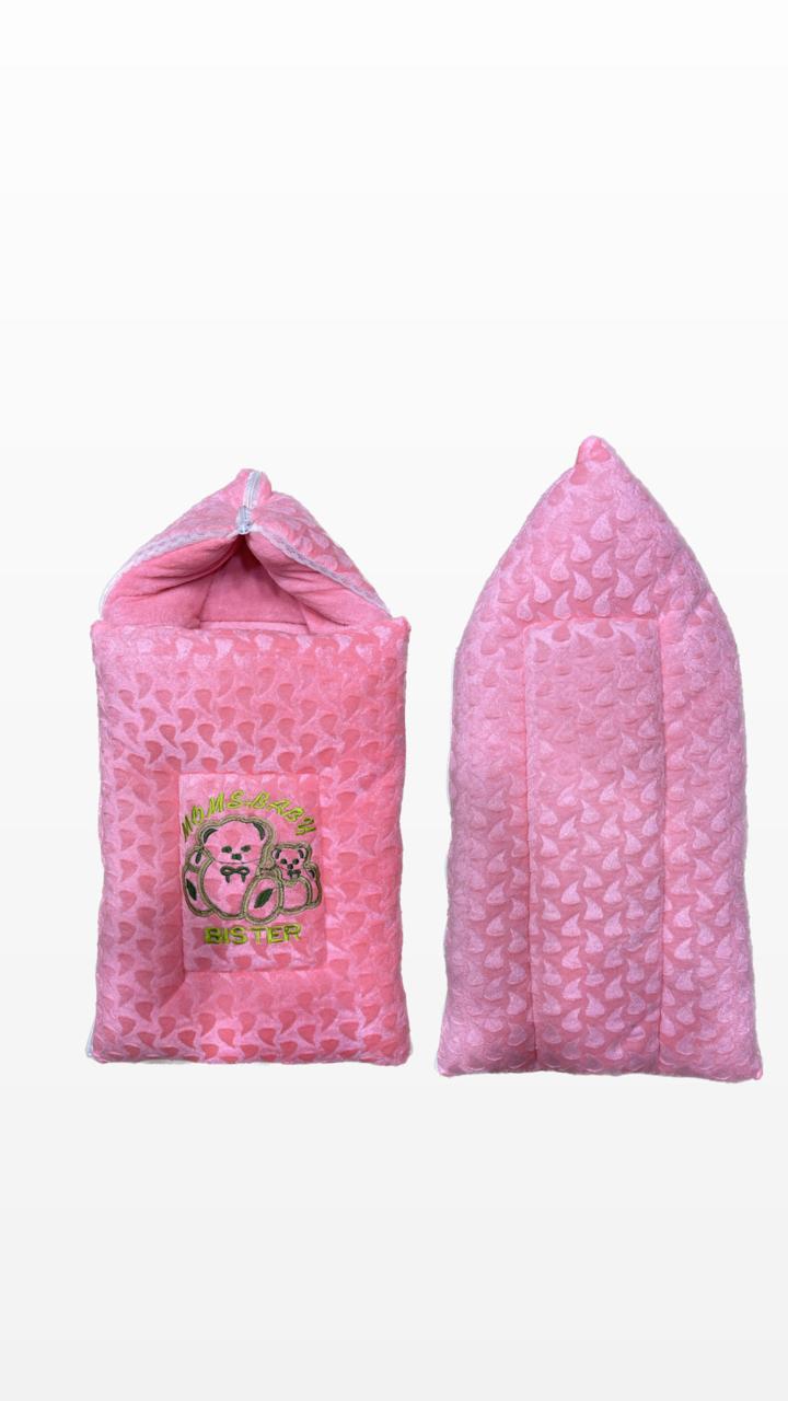 Baby Sleeping Bag – Soft Velvet Newborn Sack with Teddy Bear Embroidery | Baby Bister
