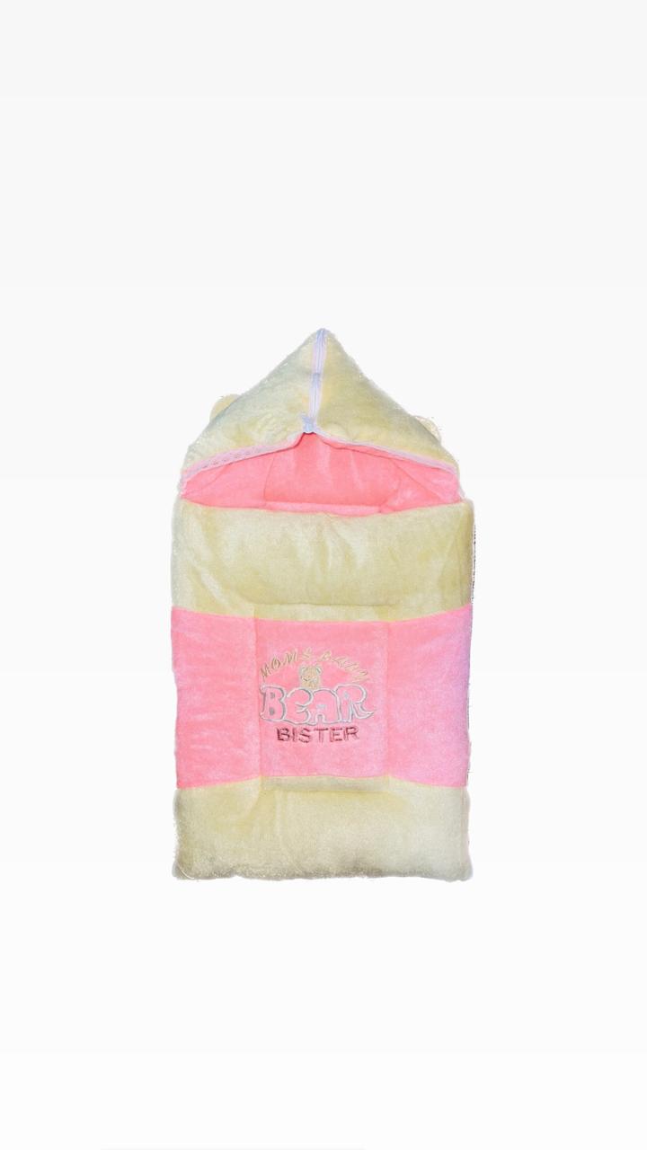 Baby Sleeping Bag with Bear Ears – Color Block Velvet Newborn Bunting Sack | Mom's Baby Bear Bister