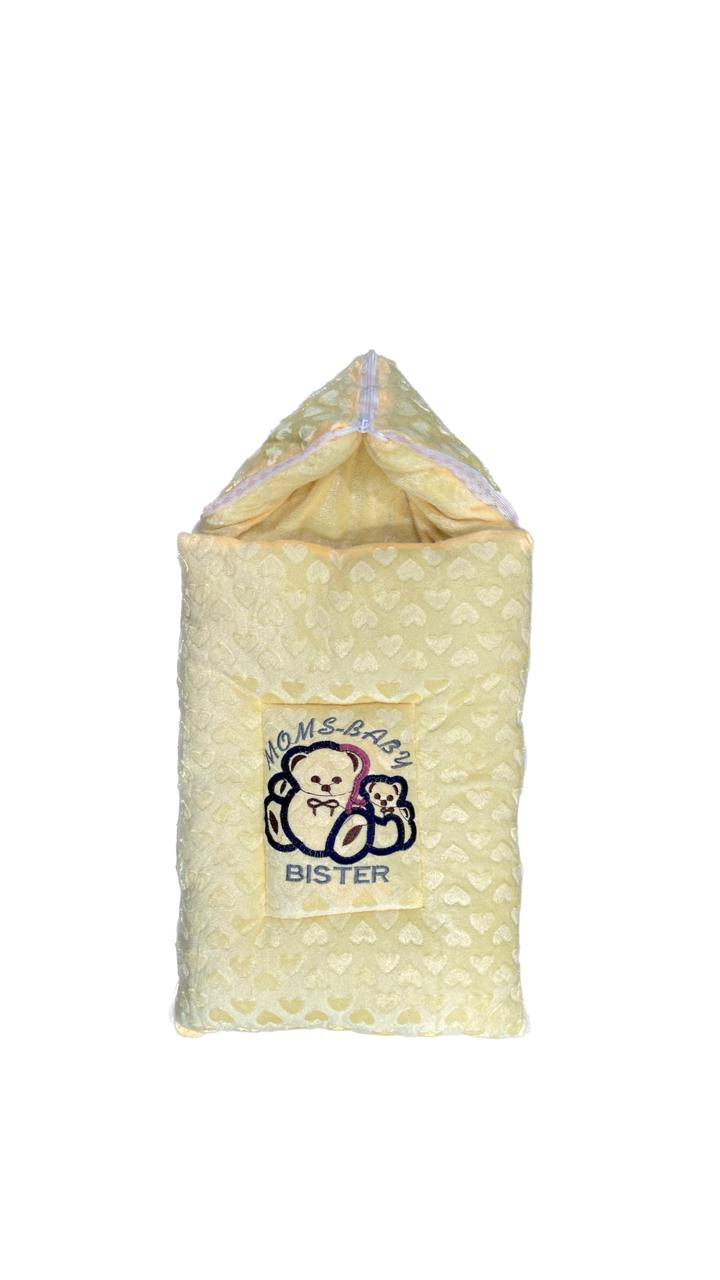 Baby Sleeping Bag – Soft Velvet Newborn Sack with Teddy Bear Embroidery | Baby Bister
