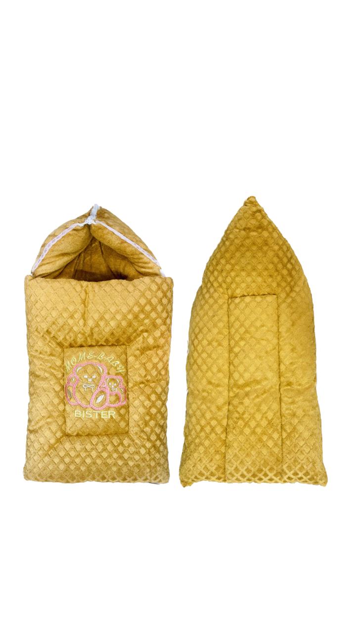 Baby Sleeping Bag – Soft Velvet Newborn Sack with Teddy Bear Embroidery | Baby Bister