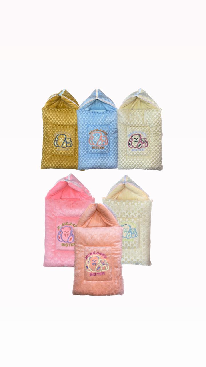 Baby Sleeping Bag – Soft Velvet Newborn Sack with Teddy Bear Embroidery | Baby Bister