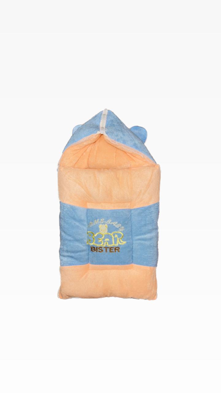 Baby Sleeping Bag with Bear Ears – Color Block Velvet Newborn Bunting Sack | Mom's Baby Bear Bister