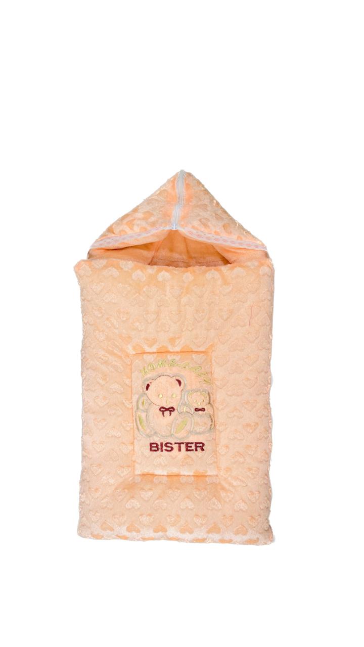 Baby Sleeping Bag – Soft Velvet Newborn Sack with Teddy Bear Embroidery | Baby Bister