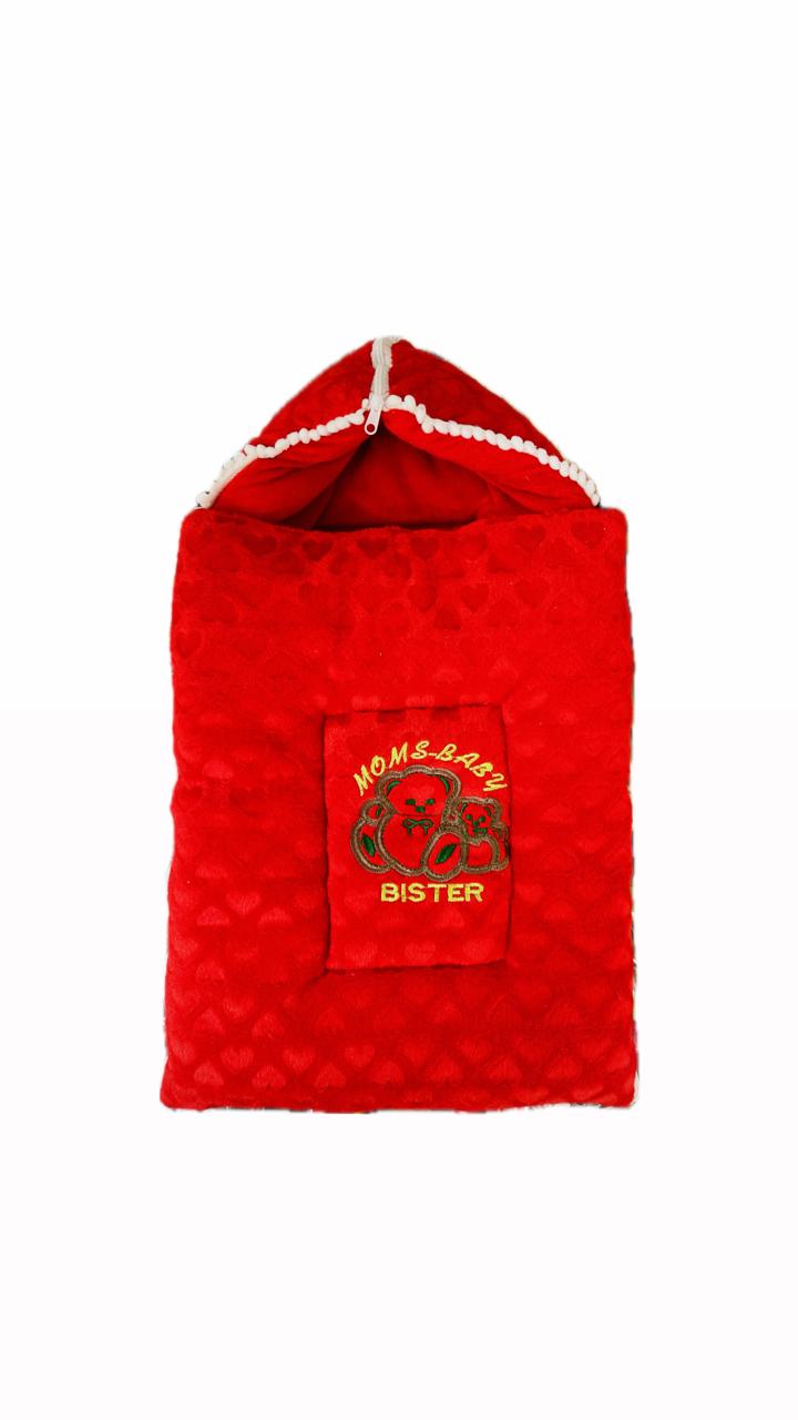 Baby Sleeping Bag – Soft Velvet Newborn Sack with Teddy Bear Embroidery | Baby Bister