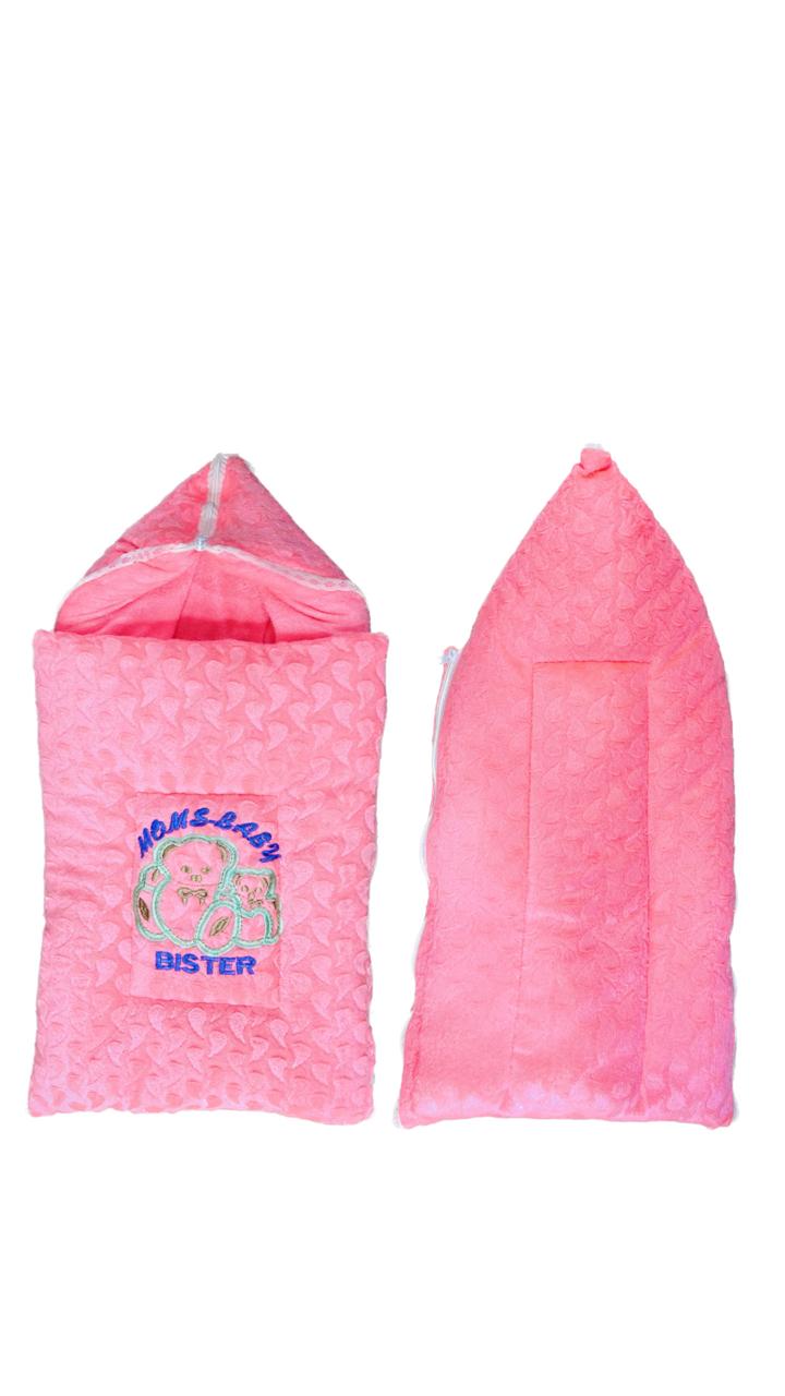 Baby Sleeping Bag – Soft Velvet Newborn Sack with Teddy Bear Embroidery | Baby Bister