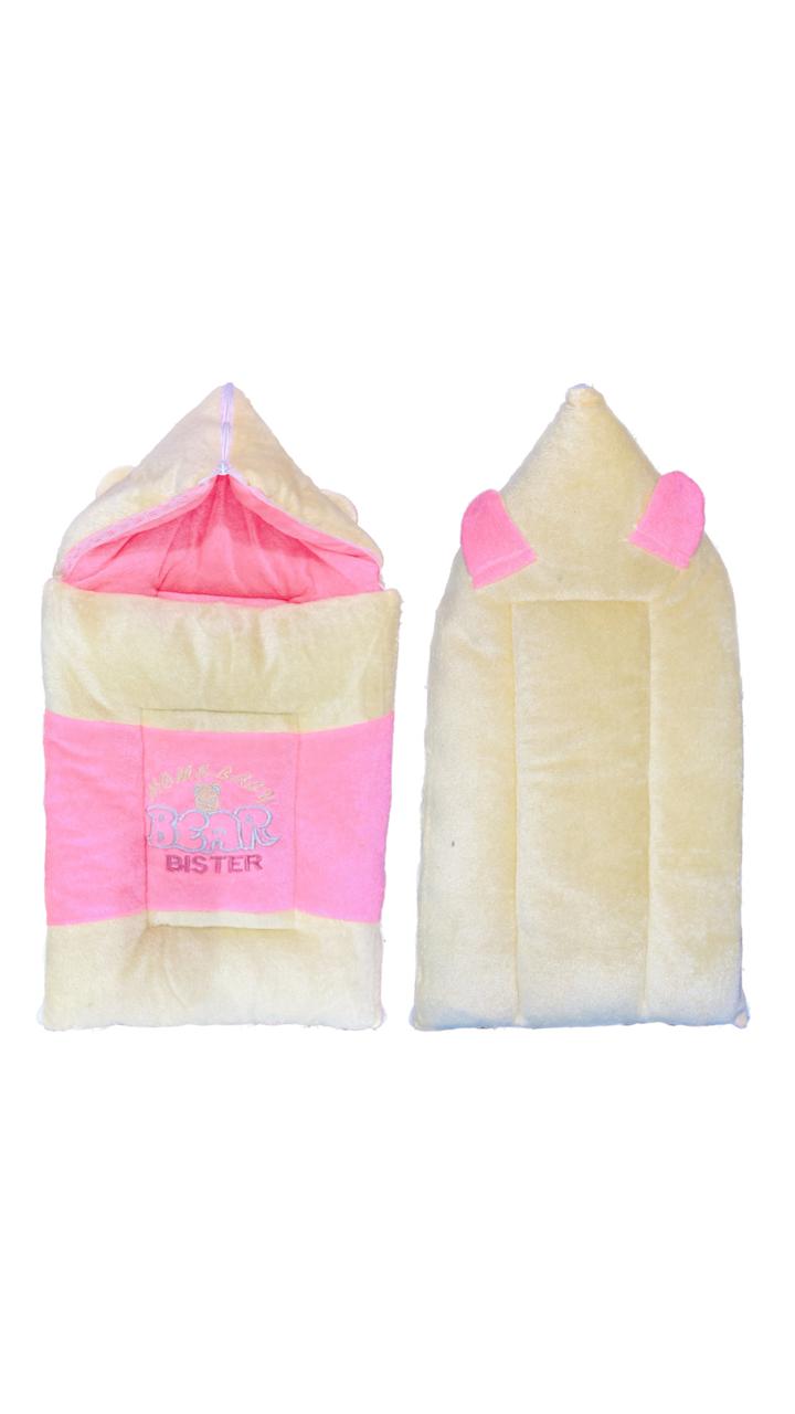 Baby Sleeping Bag with Bear Ears – Color Block Velvet Newborn Bunting Sack | Mom's Baby Bear Bister