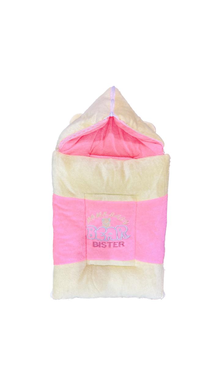 Baby Sleeping Bag with Bear Ears – Color Block Velvet Newborn Bunting Sack | Mom's Baby Bear Bister