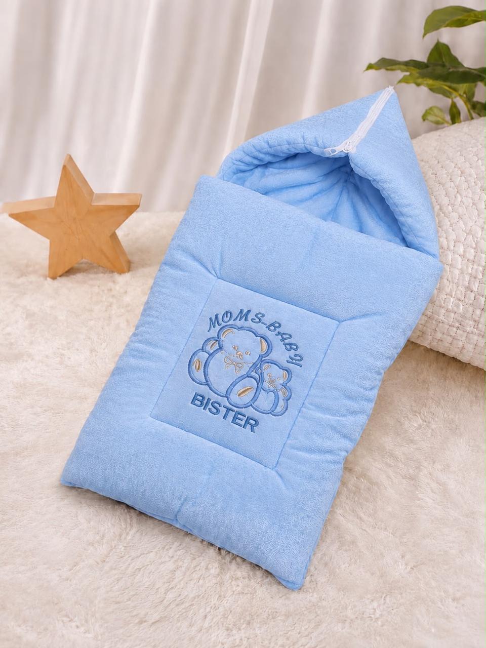 Baby Sleeping Bag – Soft Velvet Newborn Sack with Teddy Bear Embroidery | Baby Bister